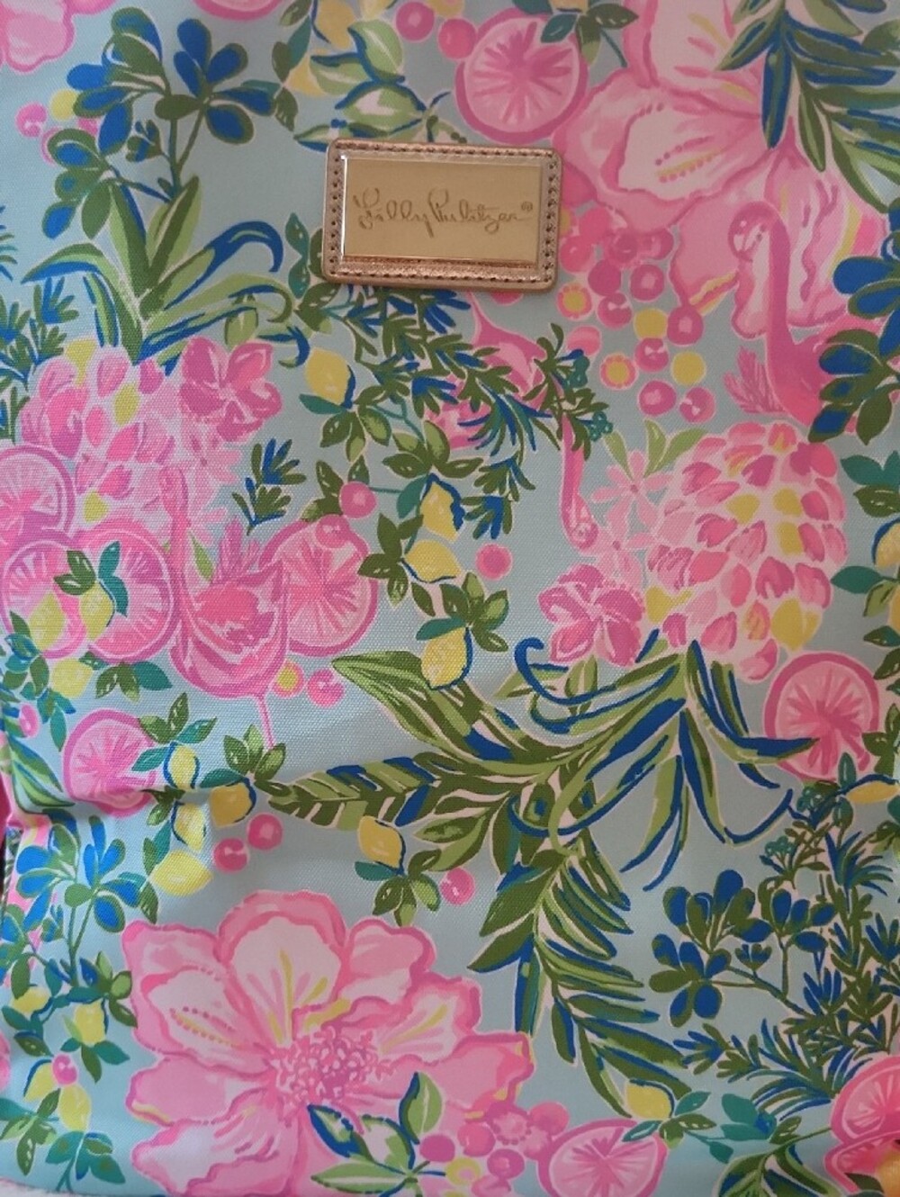 Lilly Pulitzer Pink Floral Cooler bag with Multicolor Tropical Print - Picture 5 of 6